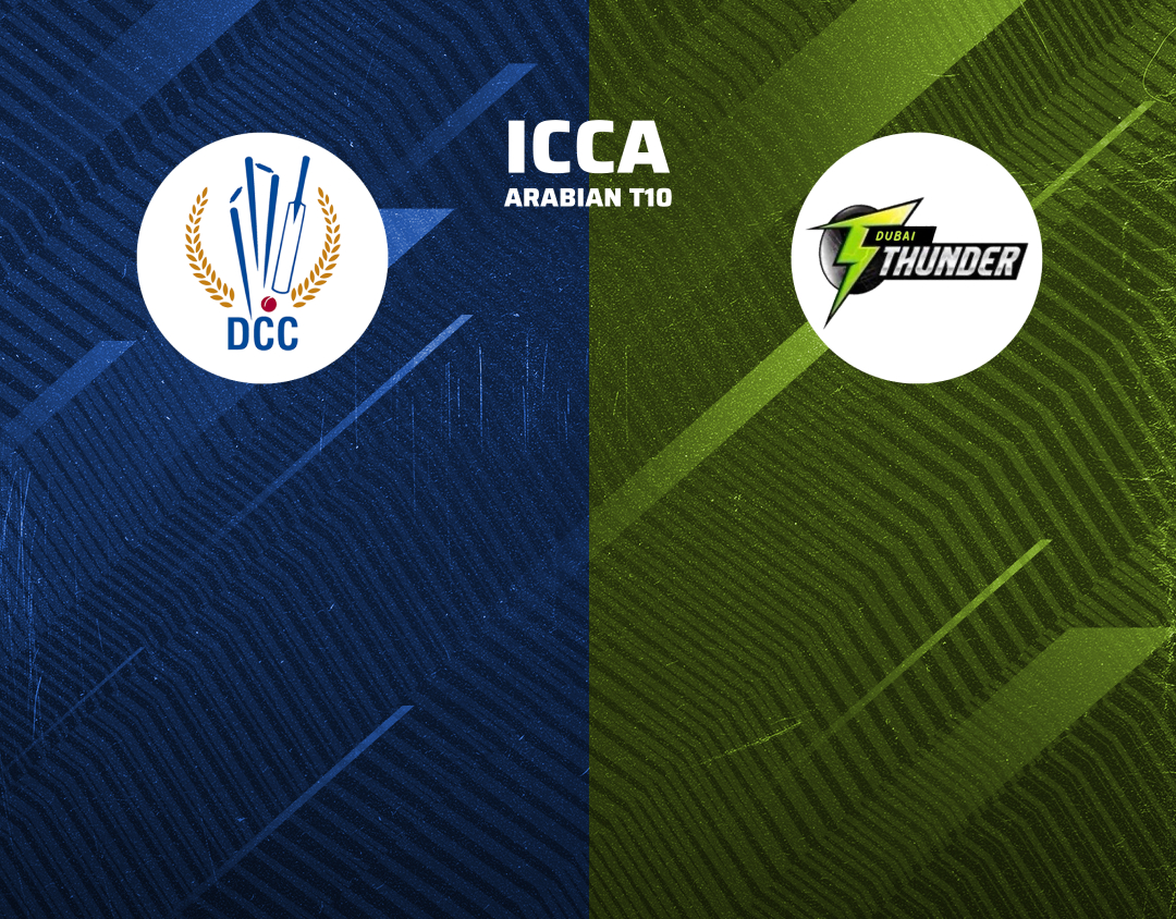 Match 23 of icca arabian t10, 2024: dcc starlets vs dubai thunders banner