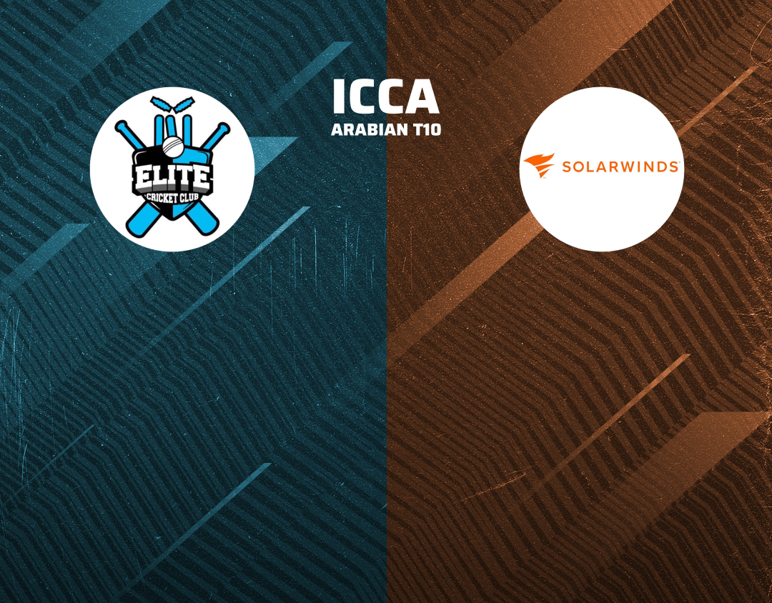 Match 25 of icca arabian t10, 2024: elite cricket club vs spades real estate banner