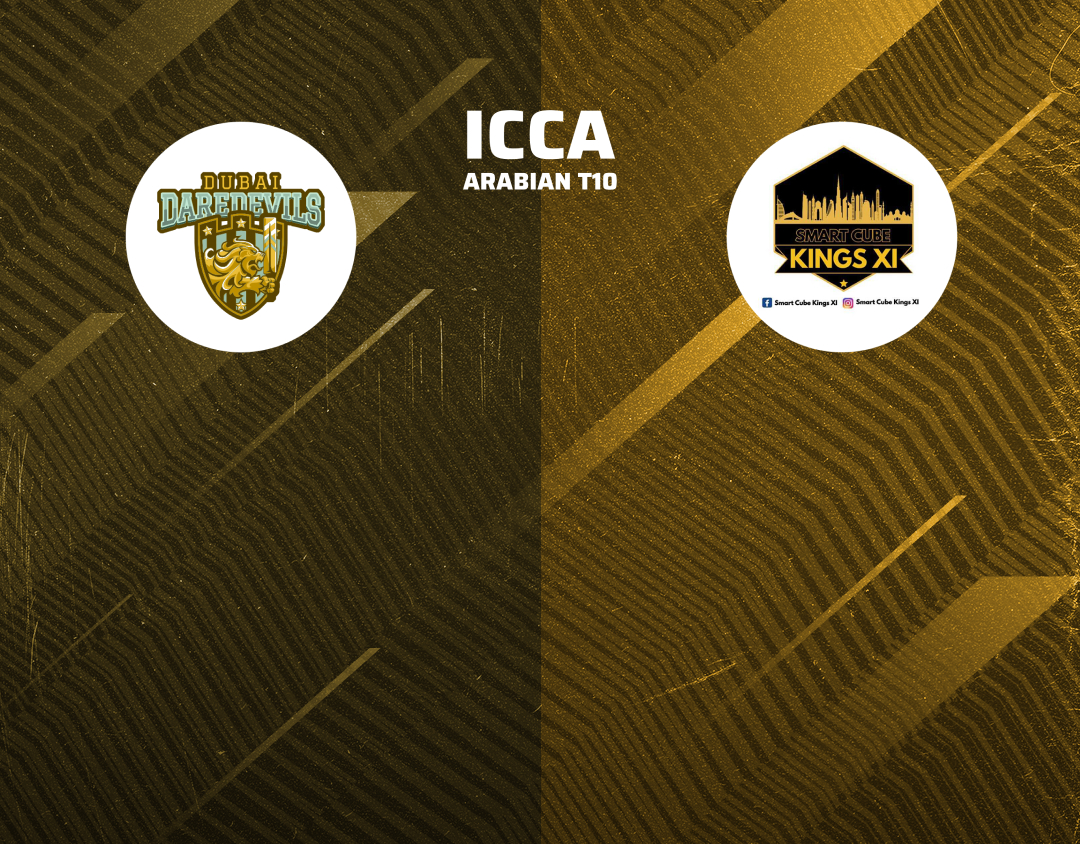 Match 26 of icca arabian t10, 2024: dubai dare devils vs smart cube kings 11 banner
