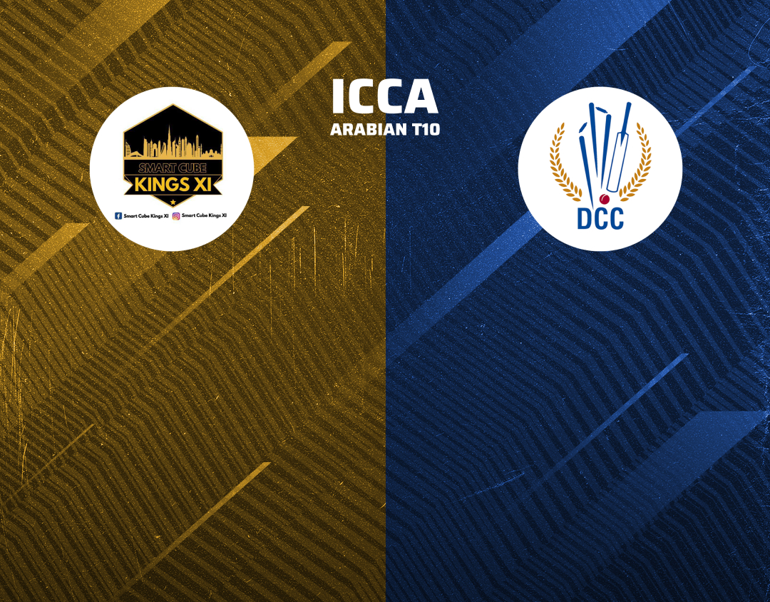 Match 28 of icca arabian t10, 2024: smart cube kings 11 vs dcc starlets banner