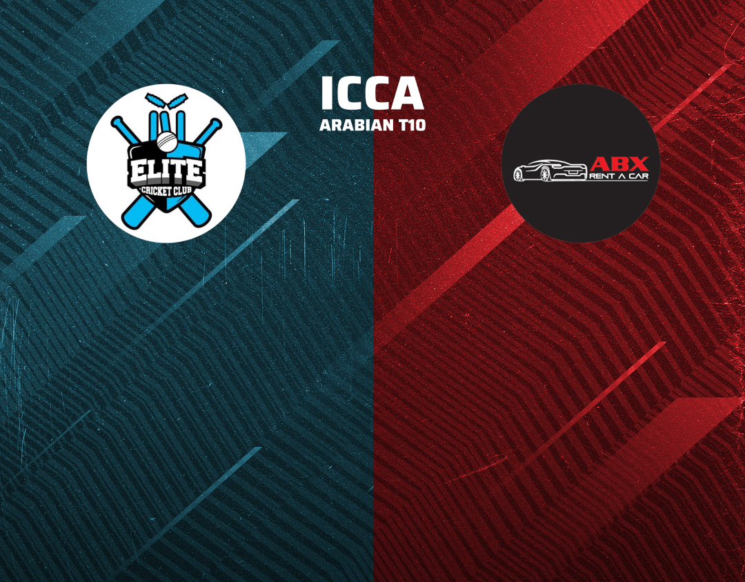 Match 29 of icca arabian t10, 2024: elite cricket club vs abx rent a car banner