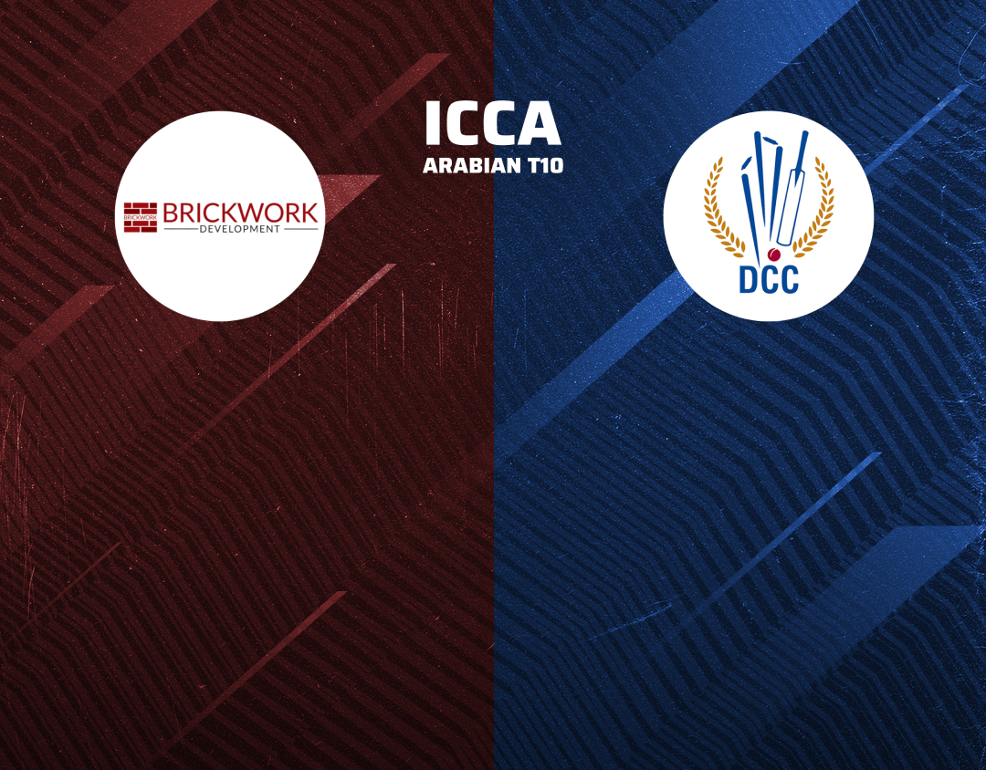 Match 34 of icca arabian t10, 2024: brickwork development vs dcc starlets banner