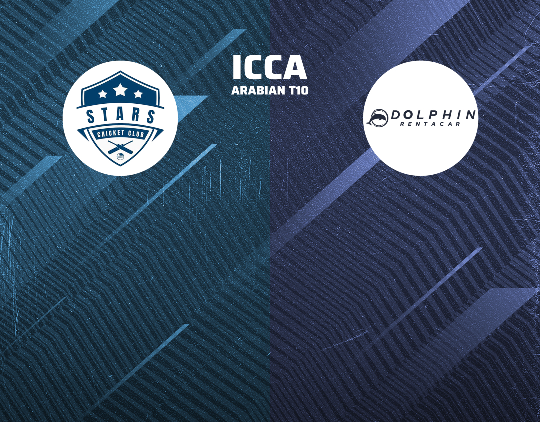 Match 39 of icca arabian t10, 2024: top stars vs dolphin rent a car banner