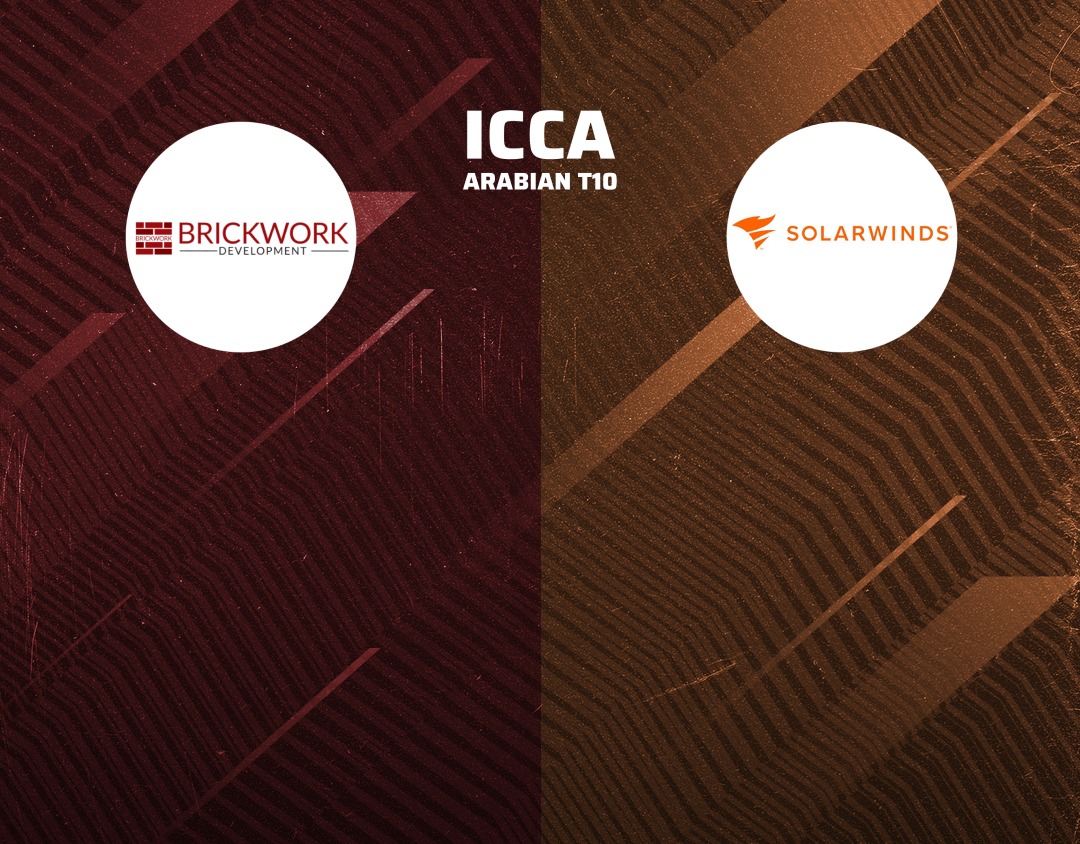 Match 42 of icca arabian t10, 2024: brickwork development vs spades real estate banner