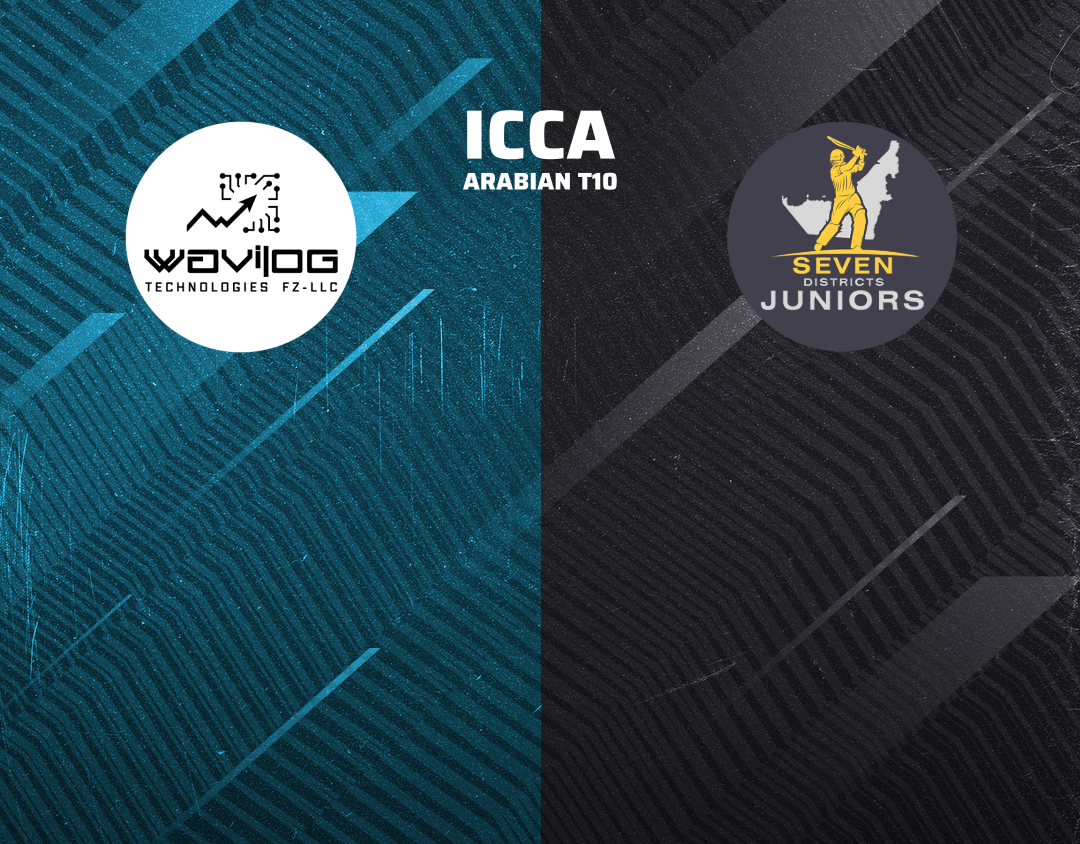 Match 44 of icca arabian t10, 2024: wavilog tech cc vs seven districts hybrid banner