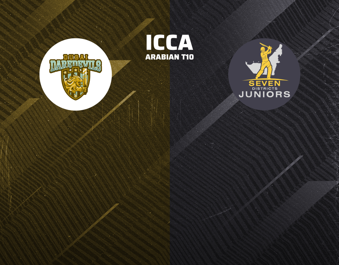 Match 48 of icca arabian t10, 2024: dubai dare devils vs seven districts hybrid banner