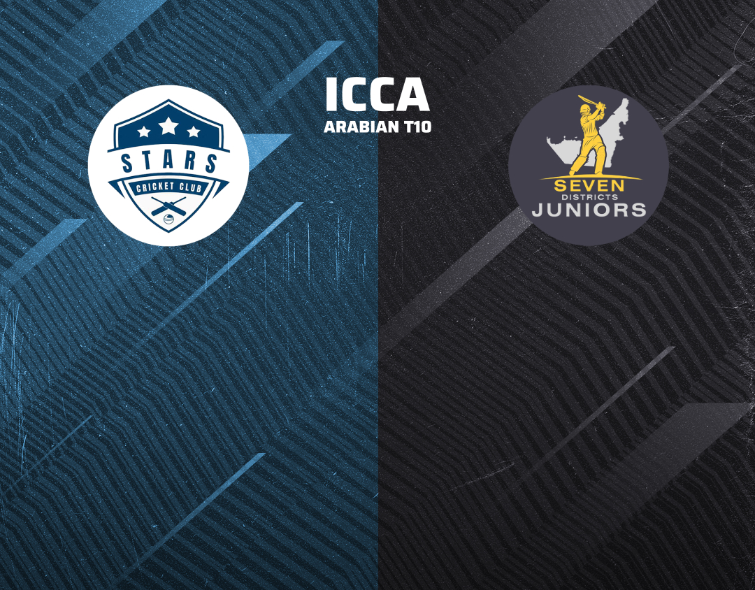 Match 65 of icca arabian t10, 2024: top stars vs seven districts hybrid banner
