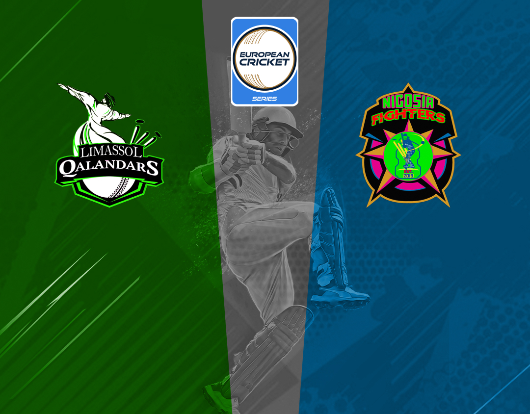 Match 19 of ecs cyprus, encore, 2024: limassol qalandars vs nicosia fighters banner