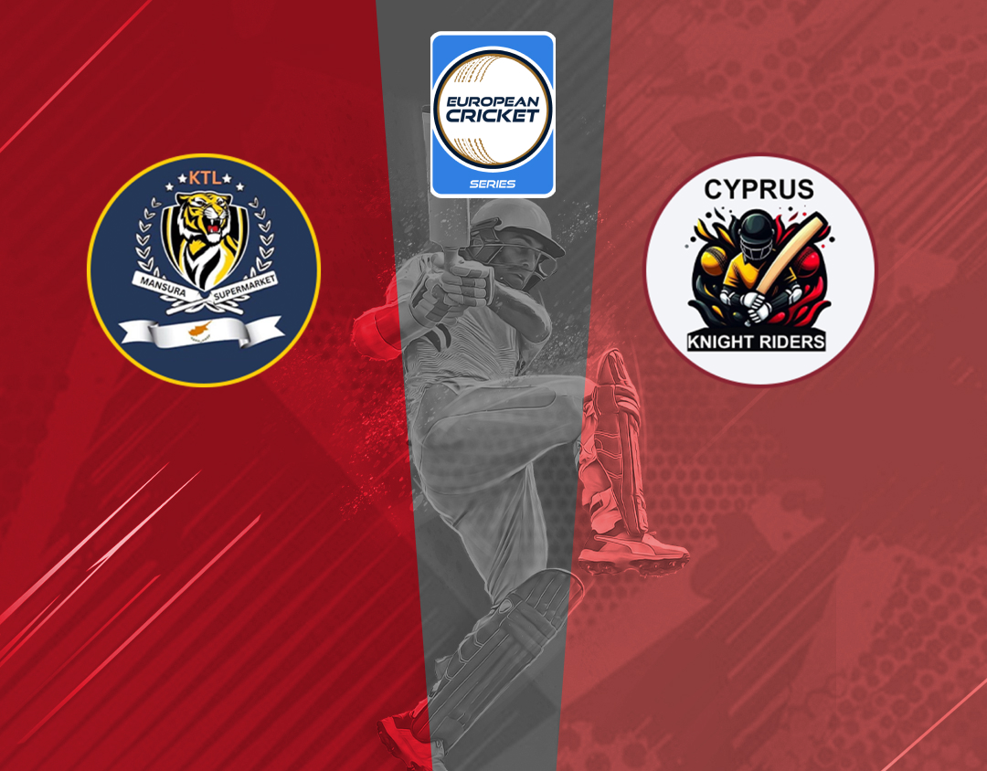Match 49 of ecs cyprus, encore, 2024: kipro tigers limassol vs cyprus knight riders banner