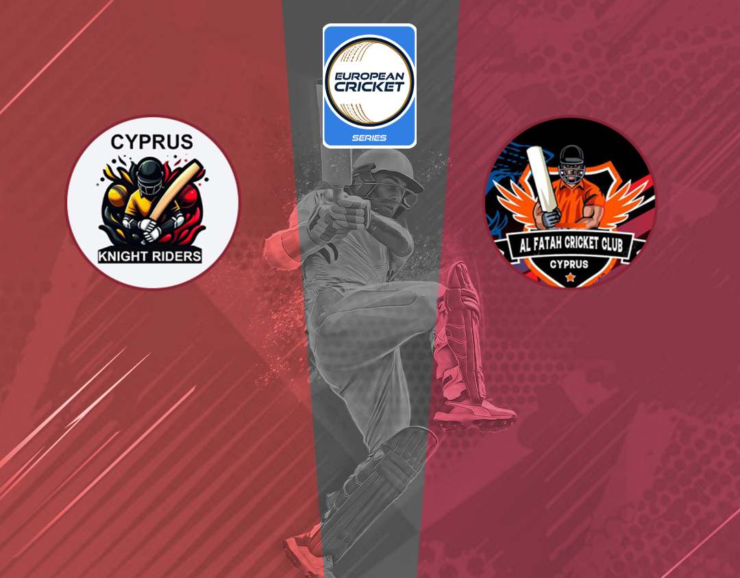 Match 55 of ecs cyprus, encore, 2024: cyprus knight riders vs al fatah banner