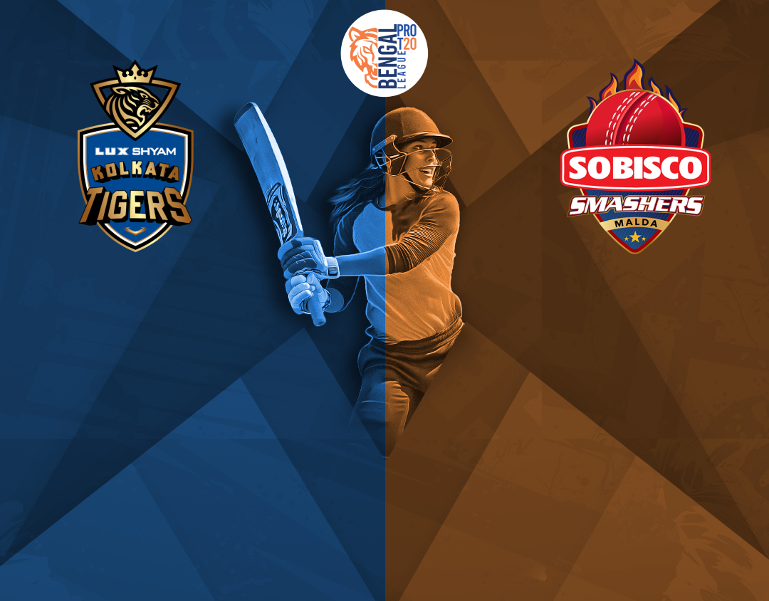 Match 8 of bengal womens pro t20 league, 2024: lux shyam kolkata tigers womens vs sobisco smashers malda womens banner