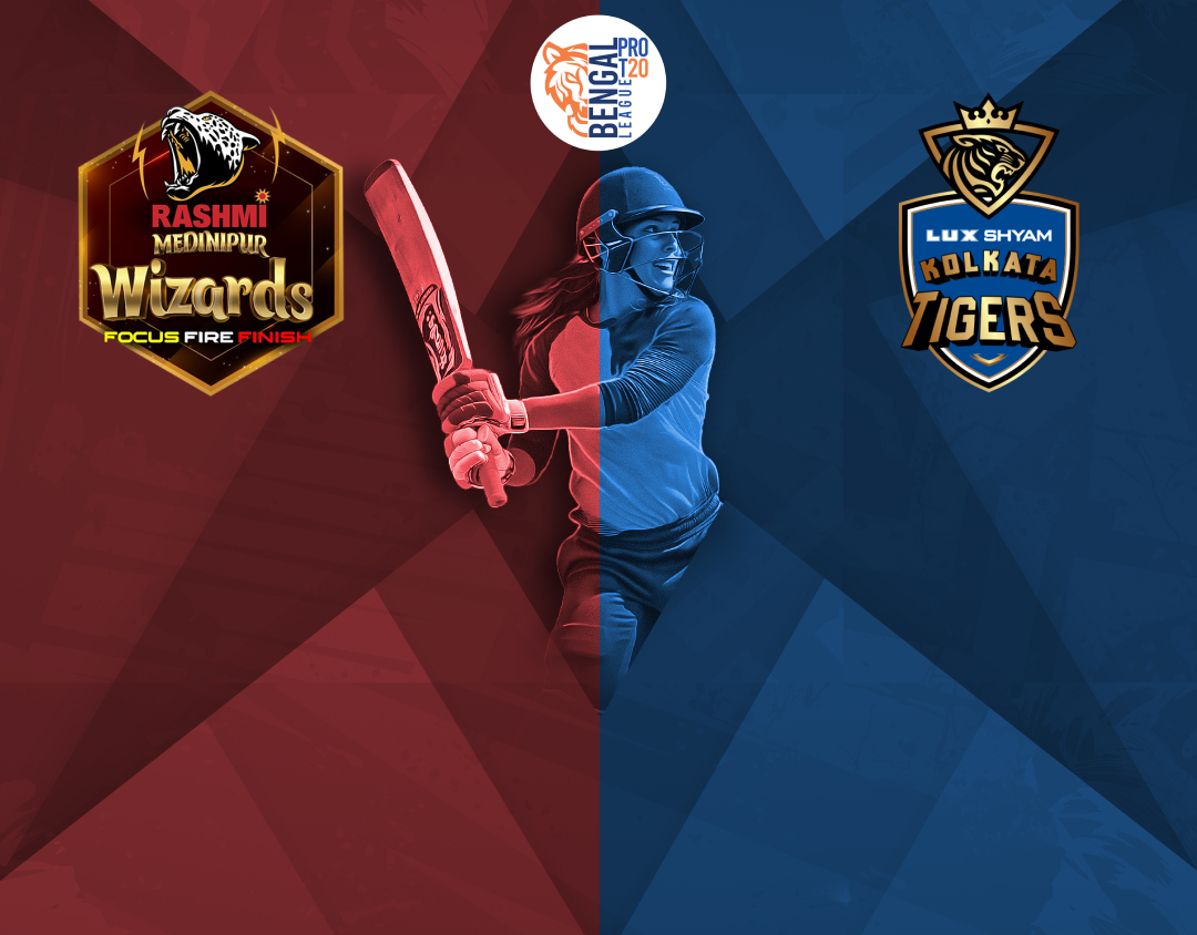 Match 12 of bengal womens pro t20 league, 2024: rashmi medinipur wizards womens vs lux shyam kolkata tigers womens banner