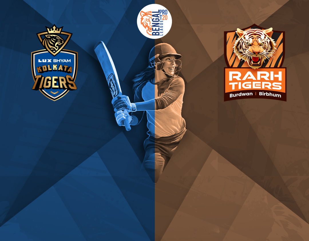 Match 22 of bengal womens pro t20 league, 2024: lux shyam kolkata tigers womens vs shrachi rarh tigers womens banner