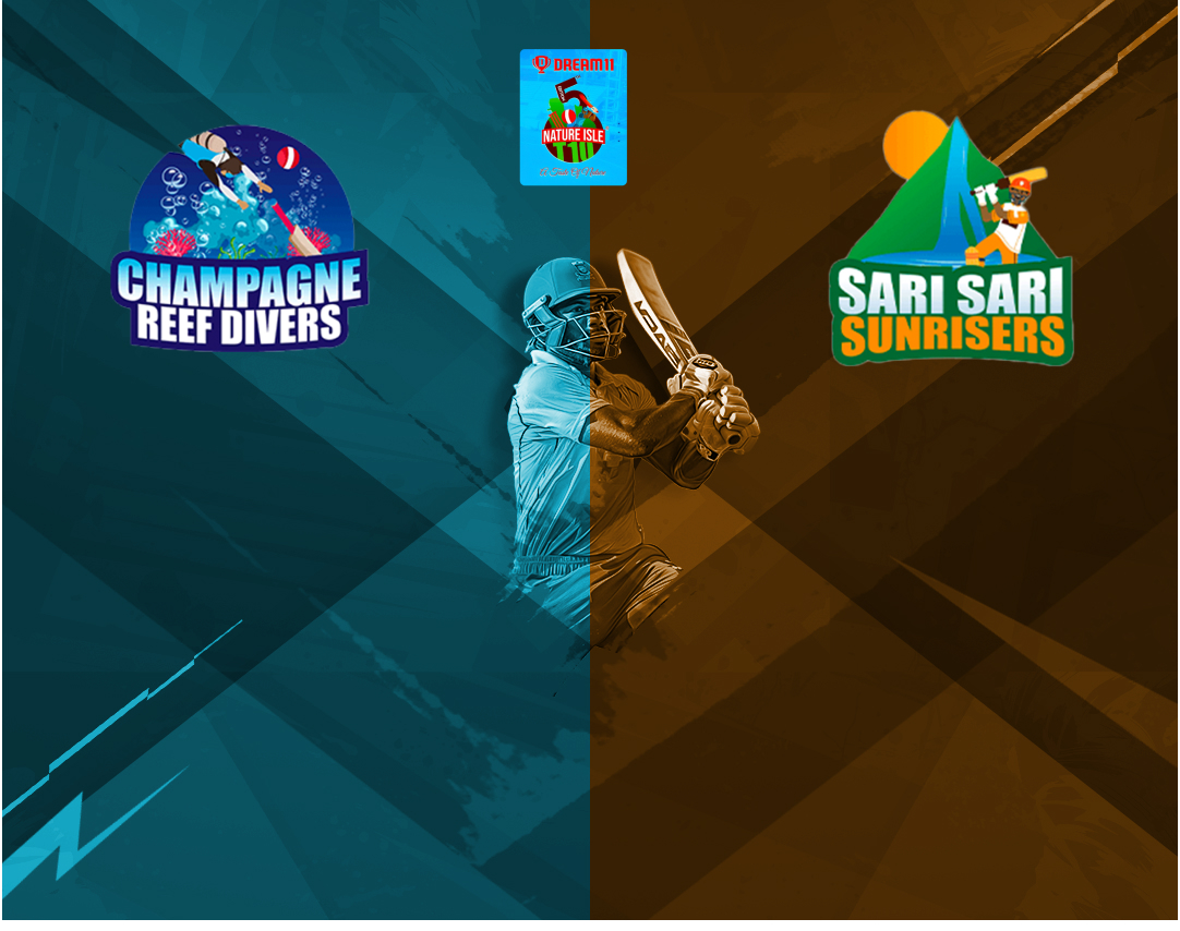 Match 2 of dream11 nature isle t10, 2024: champagne reef divers vs sari sari sunrisers banner