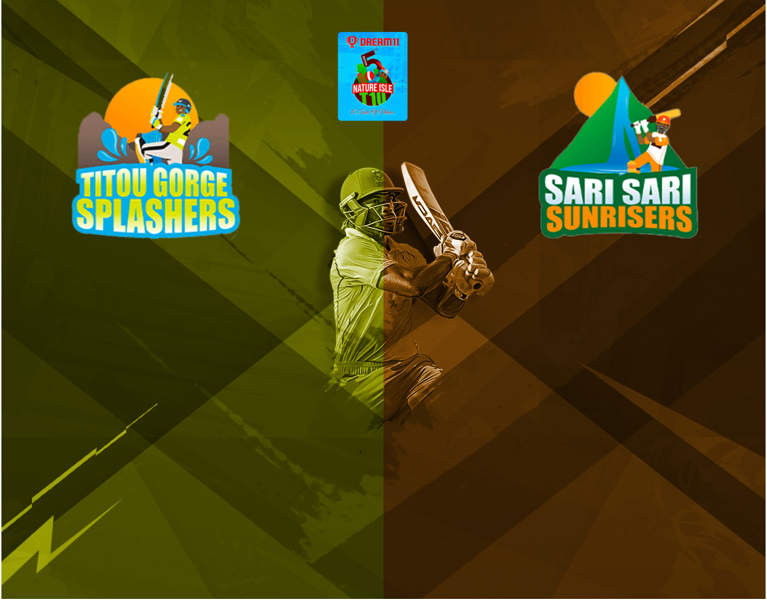 Match 4 of dream11 nature isle t10, 2024: titou gorge splashers vs sari sari sunrisers banner