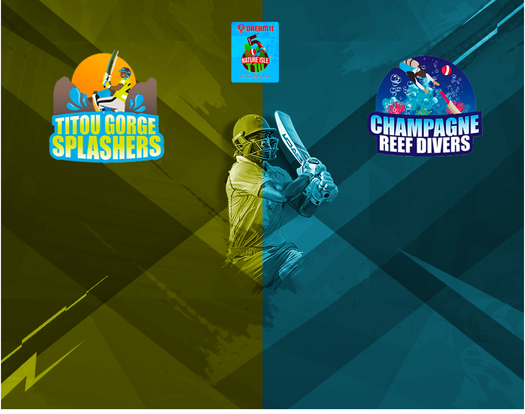 Match 15 of dream11 nature isle t10, 2024: titou gorge splashers vs champagne reef divers banner