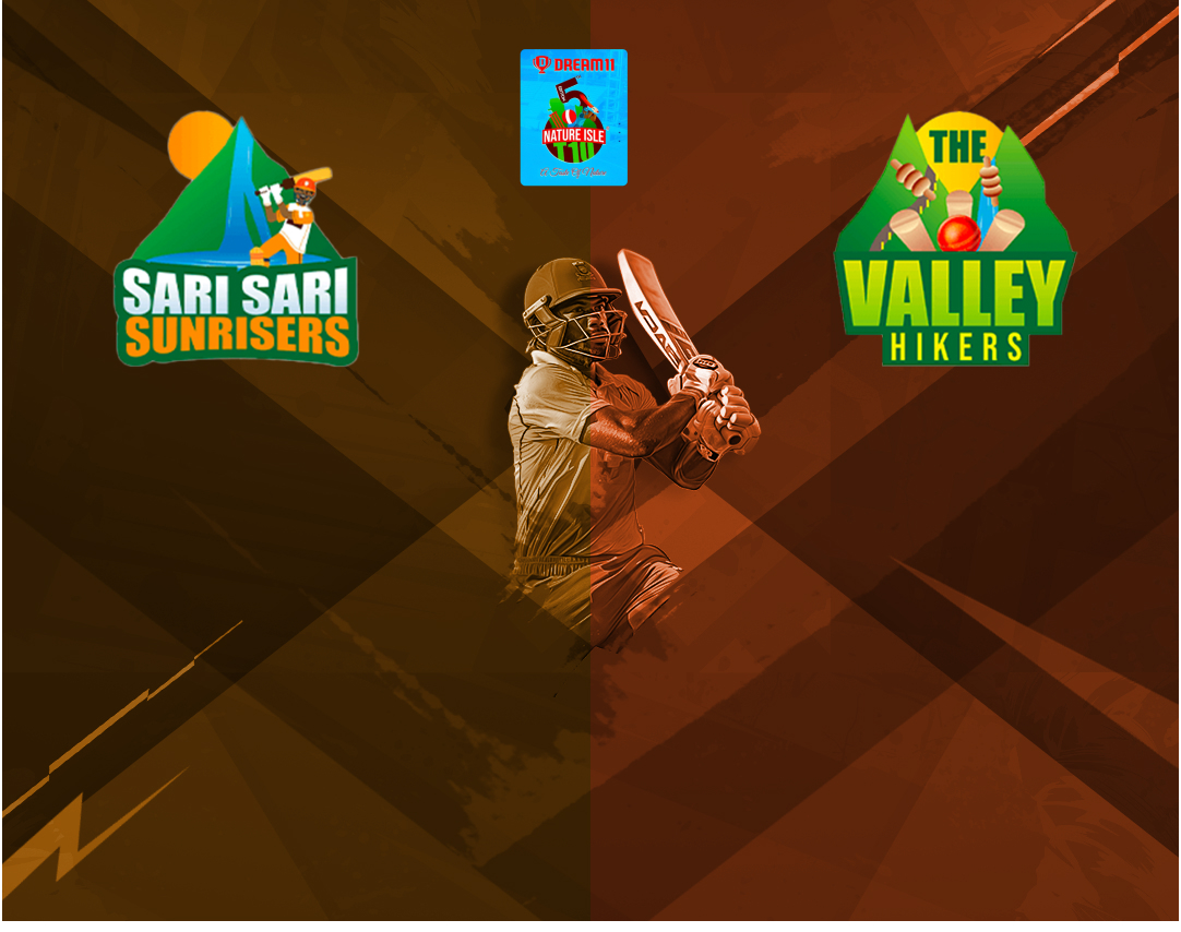 Match 19 of dream11 nature isle t10, 2024: sari sari sunrisers vs the valley hikers banner