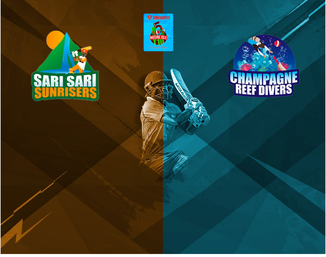 Qualifier 2 of dream11 nature isle t10, 2024: sari sari sunrisers vs champagne reef divers banner