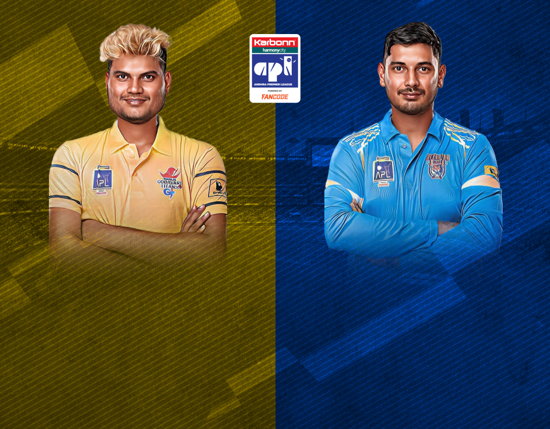 Match 8 of andhra premier league, 2024: godavari titans vs bezawada tigers banner