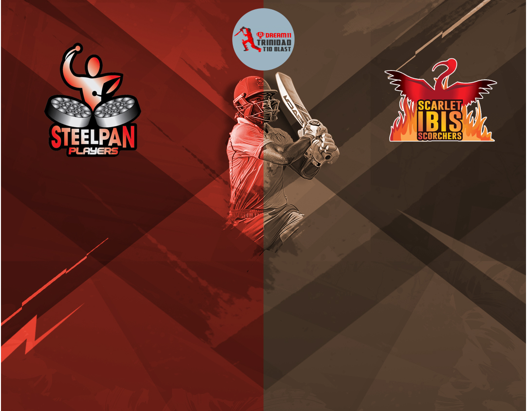 Match 12 of dream11 trinidad t10 blast, 5th edition, 2024: steelpan players vs scarlet ibis scorchers banner