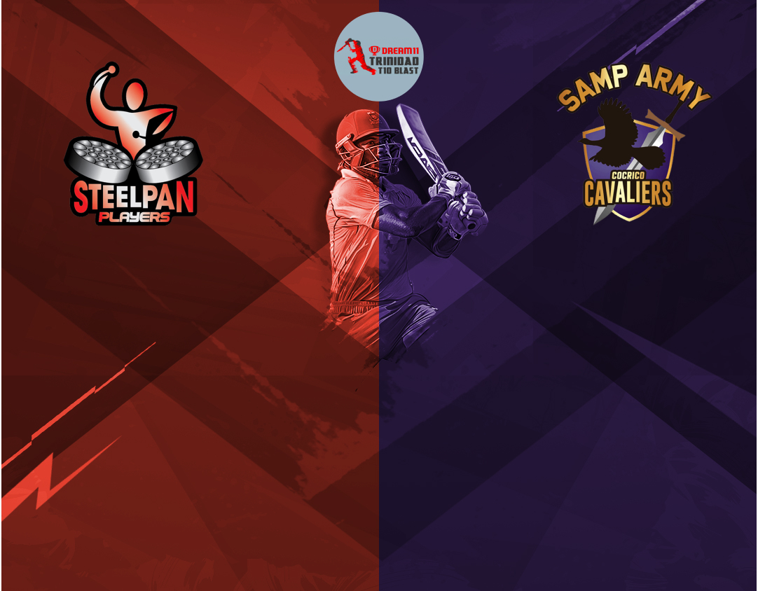 Match 14 of dream11 trinidad t10 blast, 5th edition, 2024: steelpan players vs samp army cocrico cavaliers banner