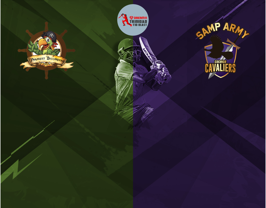 Match 21 of dream11 trinidad t10 blast, 5th edition, 2024: parakeet buccaneers vs samp army cocrico cavaliers banner