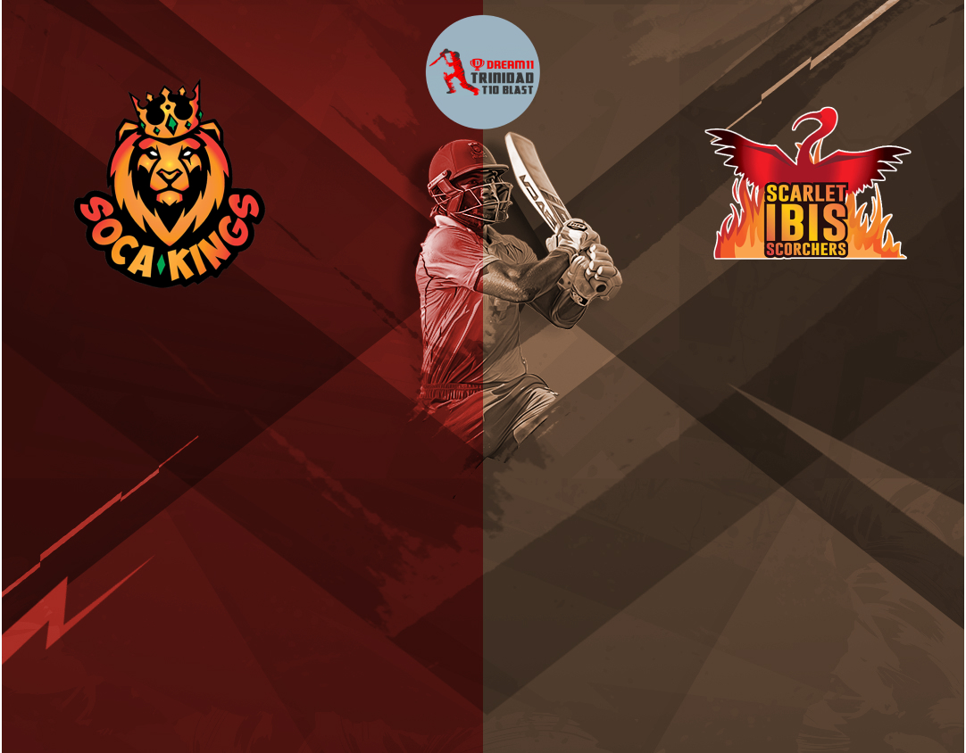 Qualifier 1 of dream11 trinidad t10 blast, 5th edition, 2024: scarlet ibis scorchers vs soca kings banner
