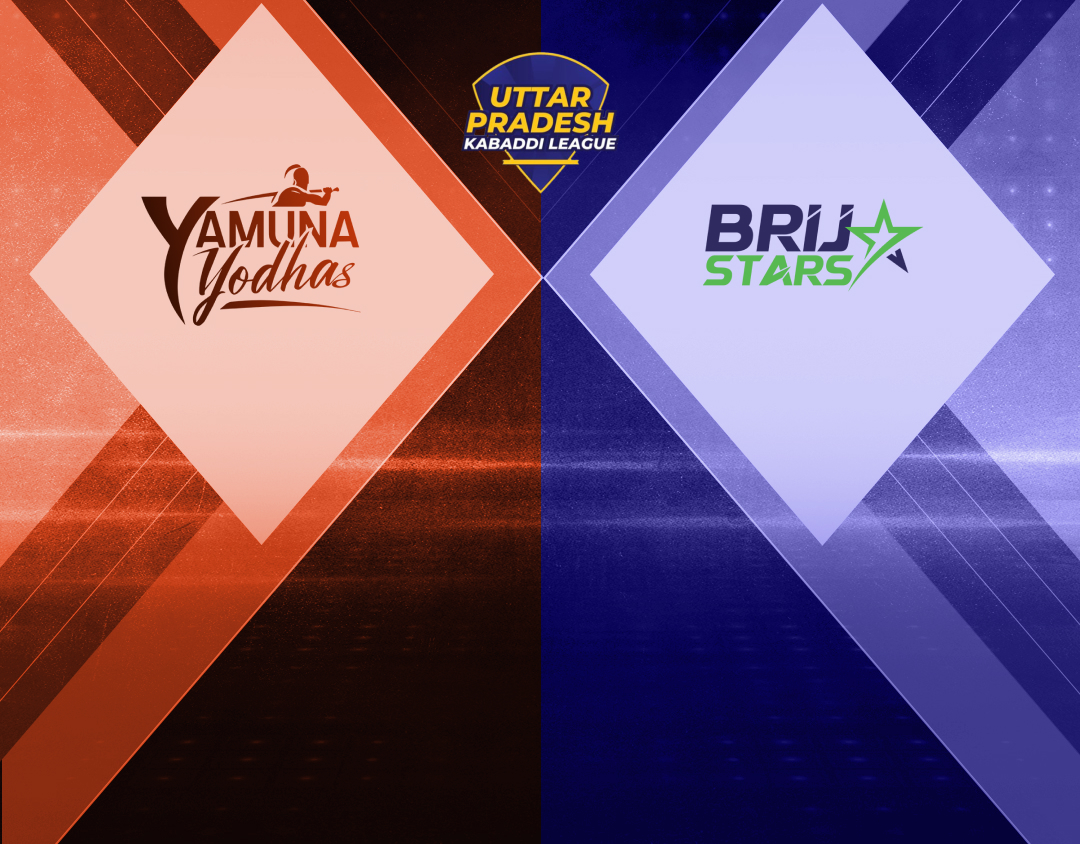 Match #45 of uttar pradesh kabaddi league, 2024 banner