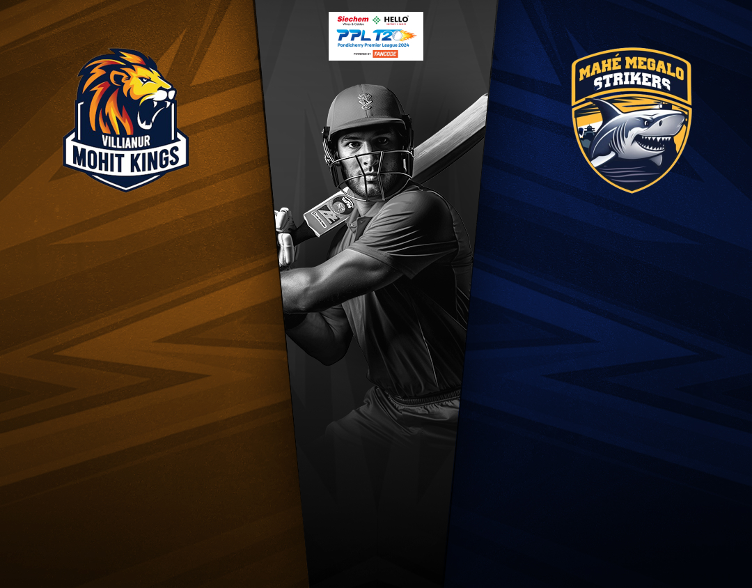 Match 19 of pondicherry premier league, 2024: villianur mohit kings vs mahe megalo strikers banner