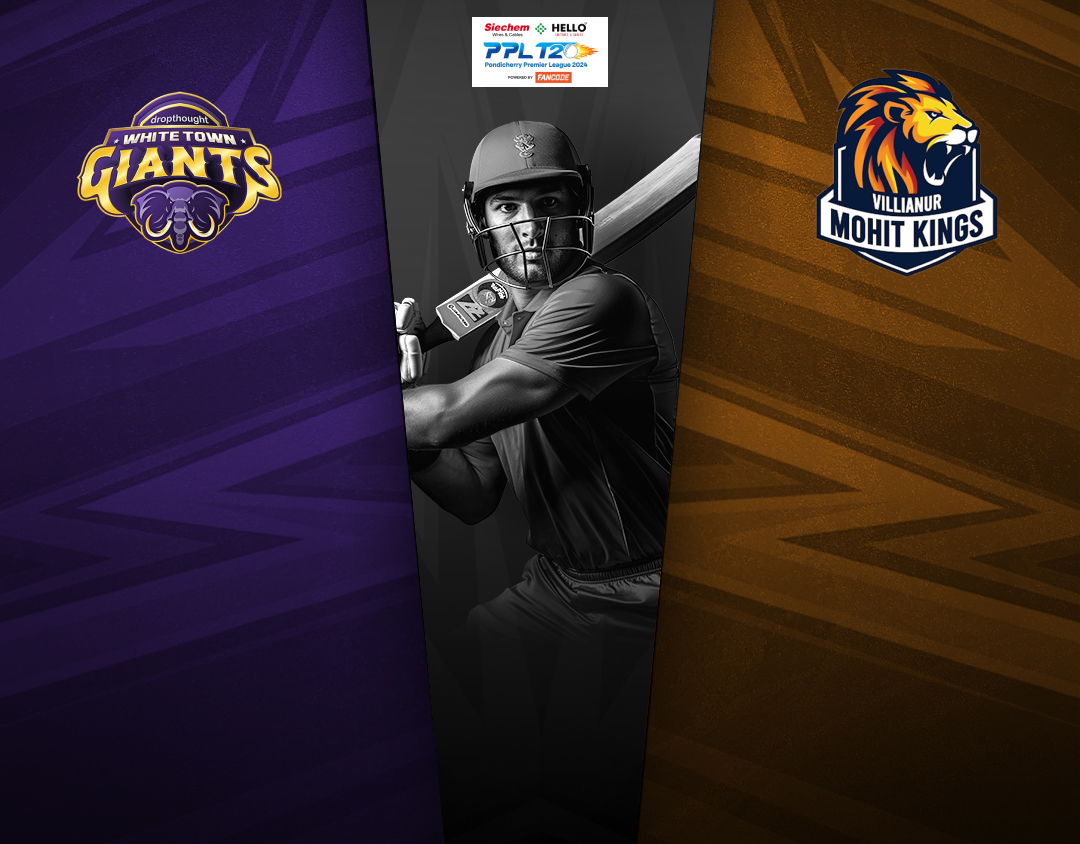 Match 24 of pondicherry premier league, 2024: whitetown dropthought giants vs villianur mohit kings banner