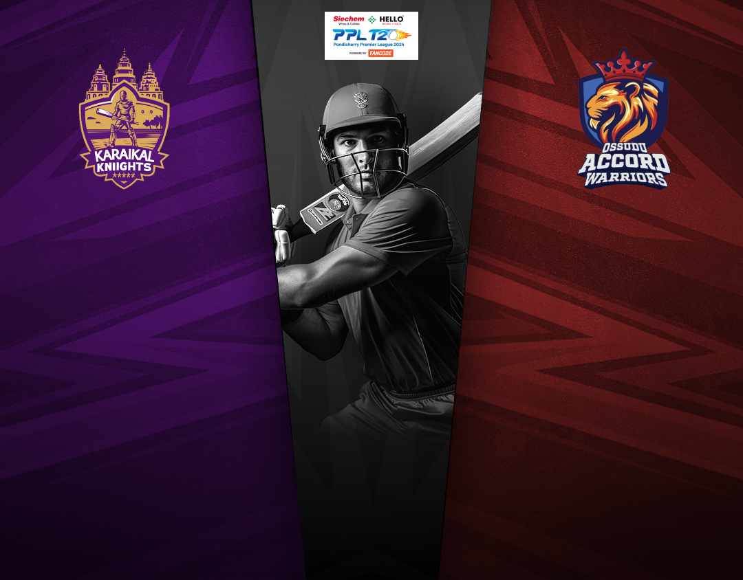 Match 28 of pondicherry premier league, 2024: karaikal kniights vs ossudu accord warriors banner
