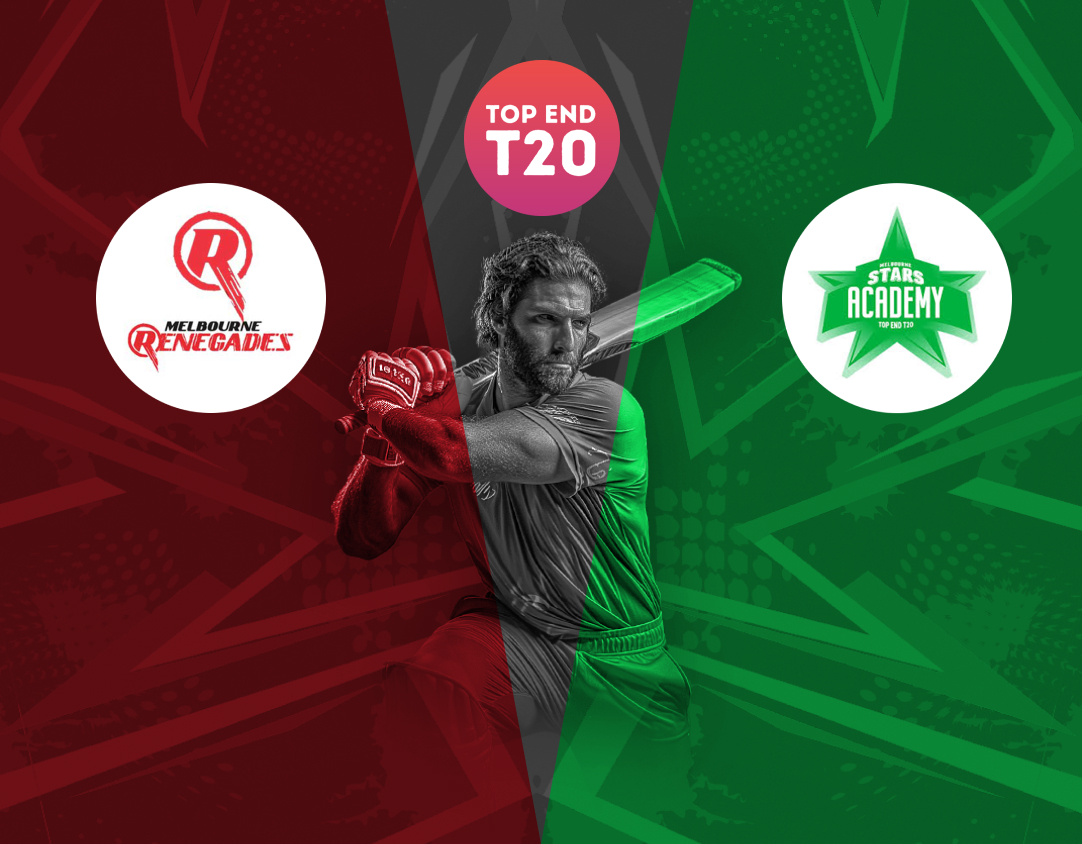 Match 2 of top end t20 series, 2024: melbourne renegades academy vs melbourne stars academy banner