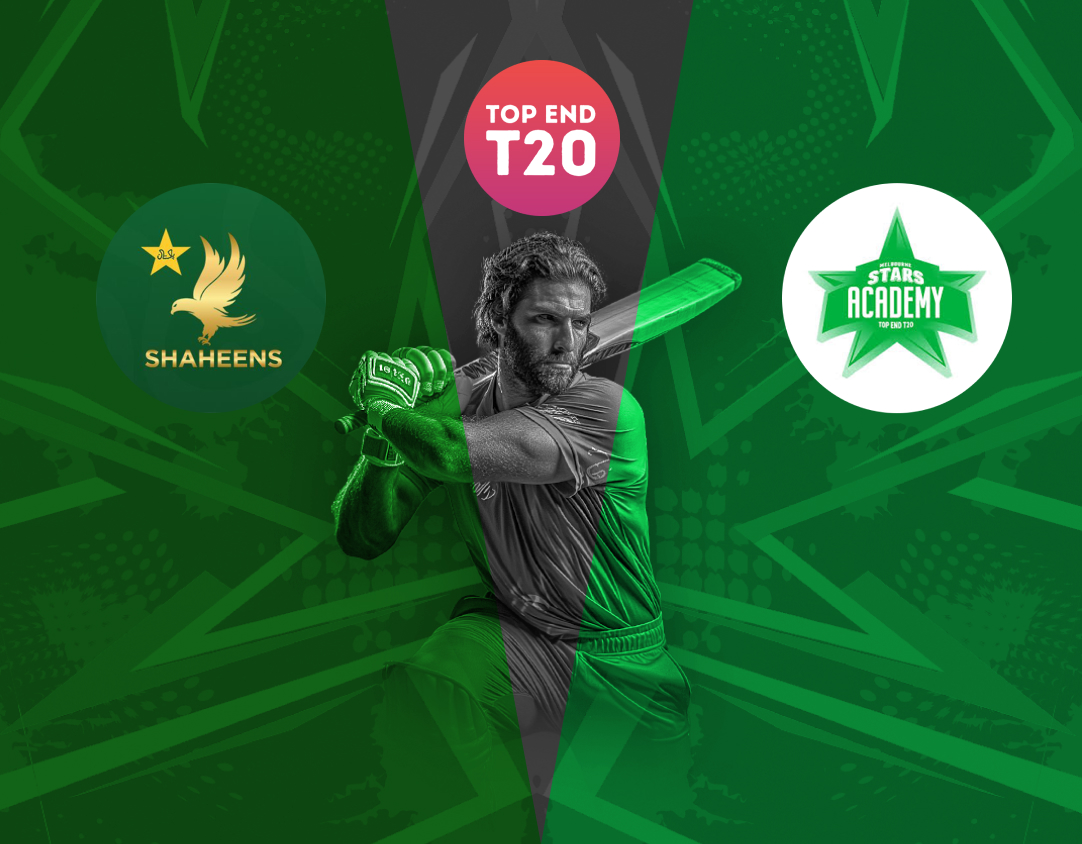 Match 7 of top end t20 series, 2024: pakistan shaheens vs melbourne stars academy banner