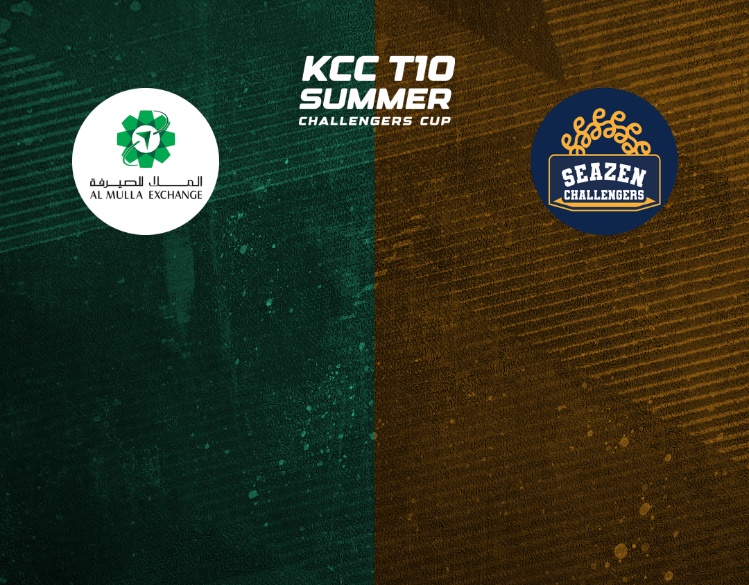 Match #19 of kcc t10 summer challengers cup, 2024: al mulla exchange - b vs seazen challengers banner