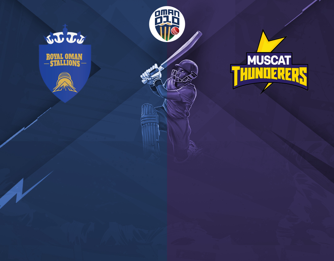 Match 2 of oman d10 league, 2024: royal oman stallions vs muscat thunders banner