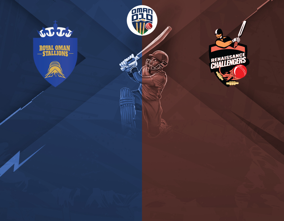Match 5 of oman d10 league, 2024: royal oman stallions vs renaissance challengers banner