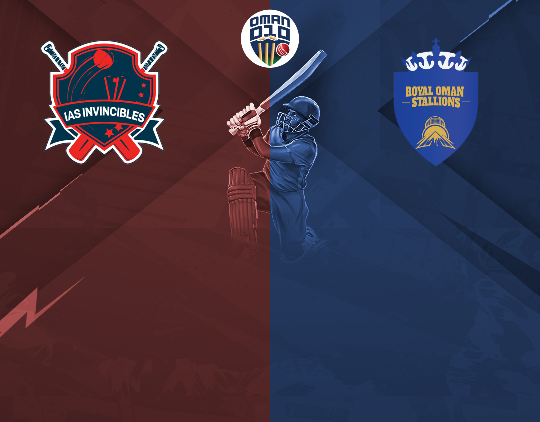 Match 14 of oman d10 league, 2024: ias invincibles vs royal oman stallions banner