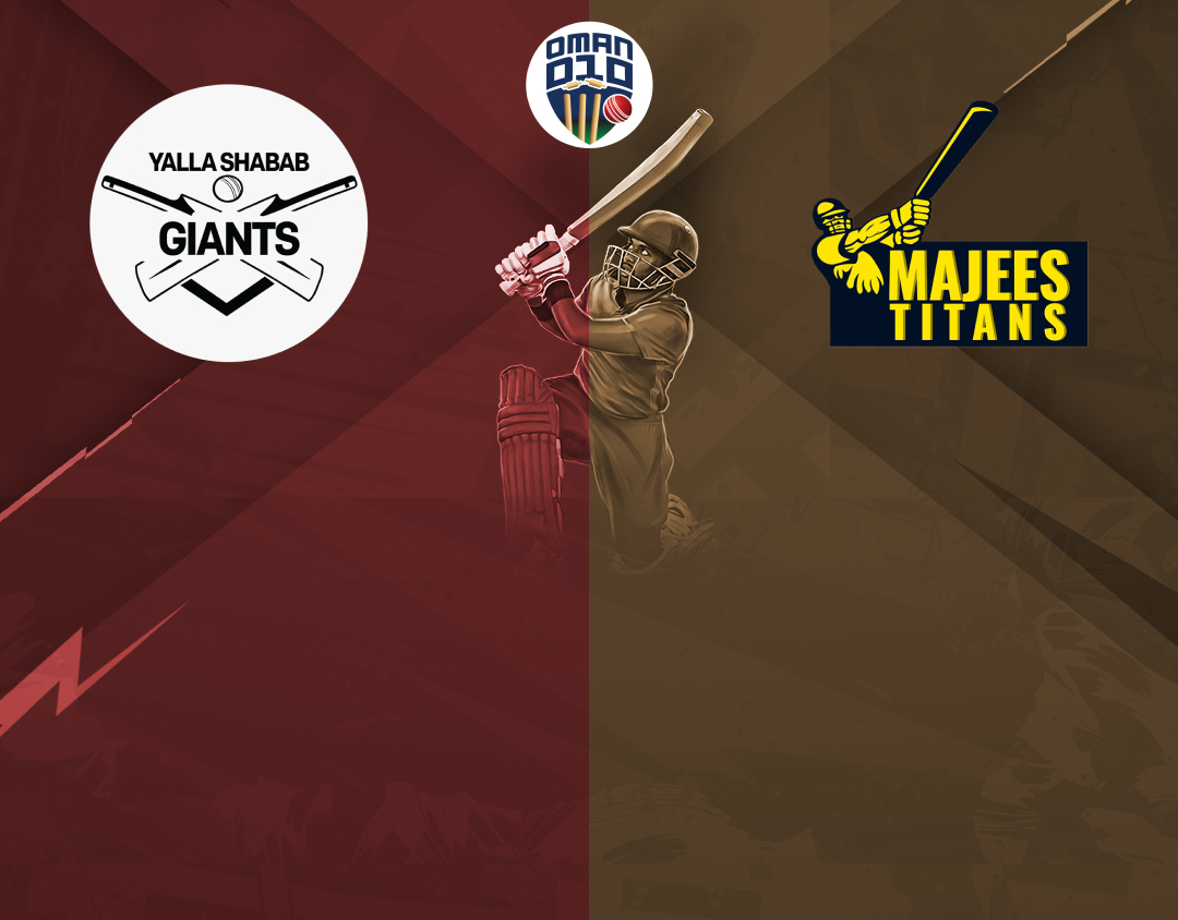 Match 23 of oman d10 league, 2024: yalla shabab giants vs majees titans banner