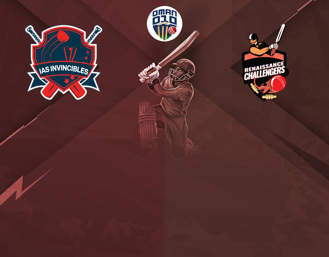 Match 24 of oman d10 league, 2024: ias invincibles vs renaissance challengers banner