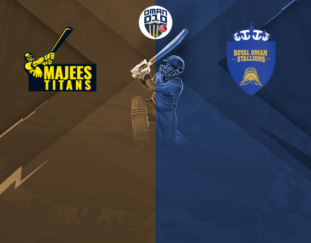 Match 25 of oman d10 league, 2024: majees titans vs royal oman stallions banner