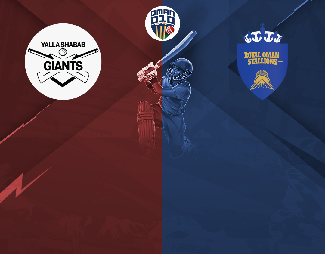 Match 36 of oman d10 league, 2024: yalla shabab giants vs royal oman stallions banner