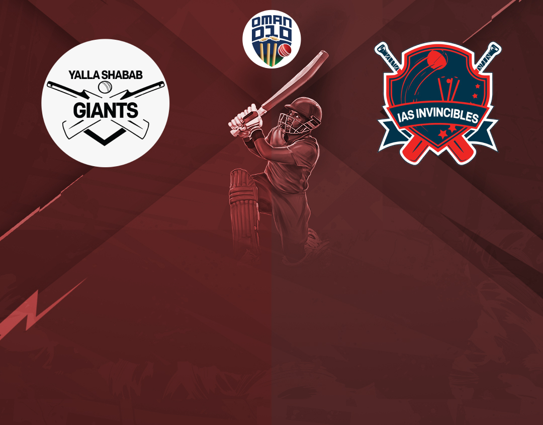 Match 42 of oman d10 league, 2024: yalla shabab giants vs ias invincibles banner