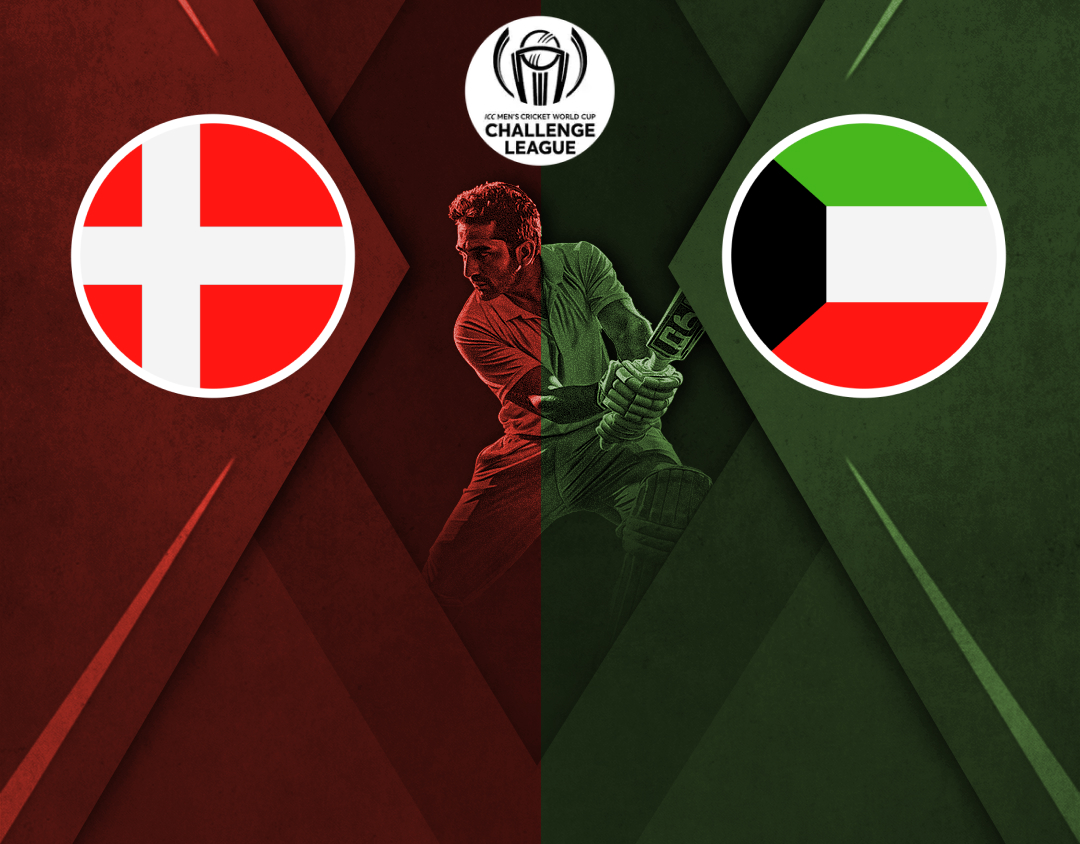 Match 1 of icc cwc challenge league a, 2024-26: denmark vs kuwait banner
