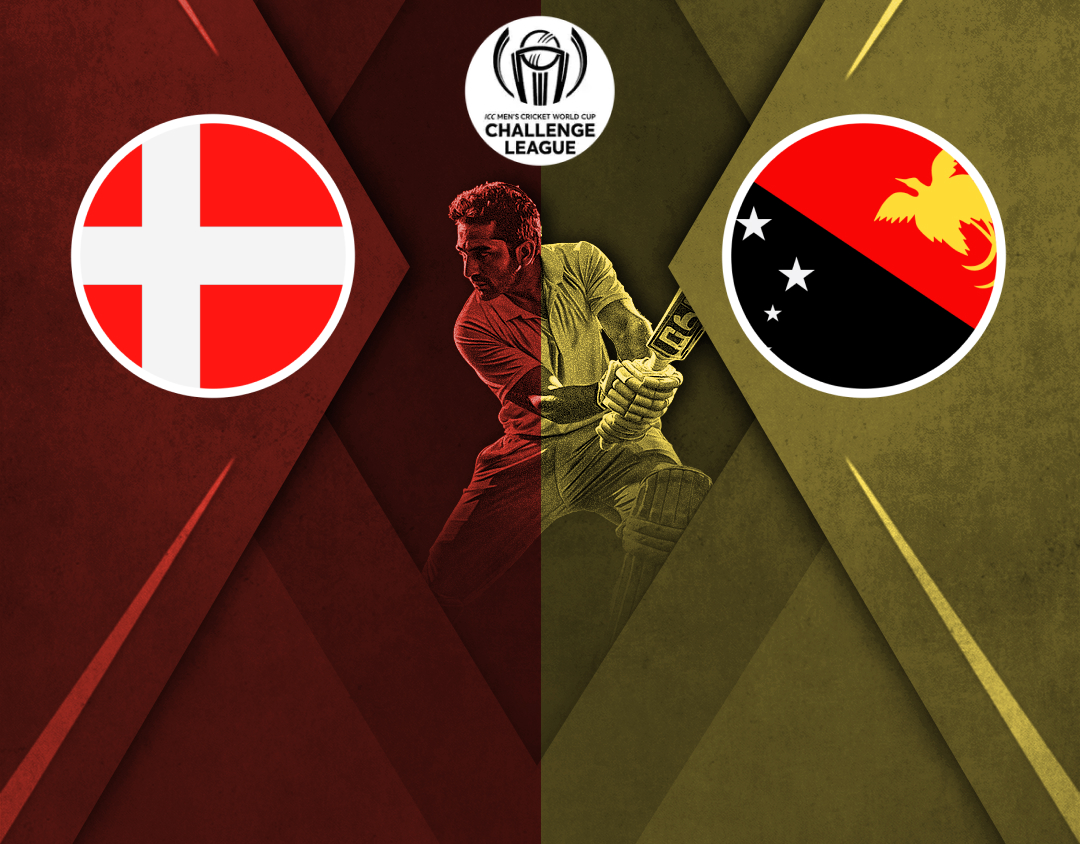 Match 4 of icc cwc challenge league a, 2024-26: denmark vs papua new guinea banner
