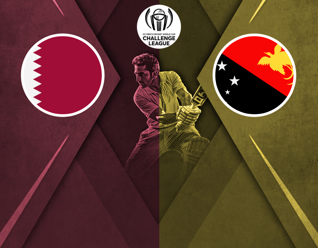 Match 9 of icc cwc challenge league a, 2024-26: qatar vs papua new guinea banner