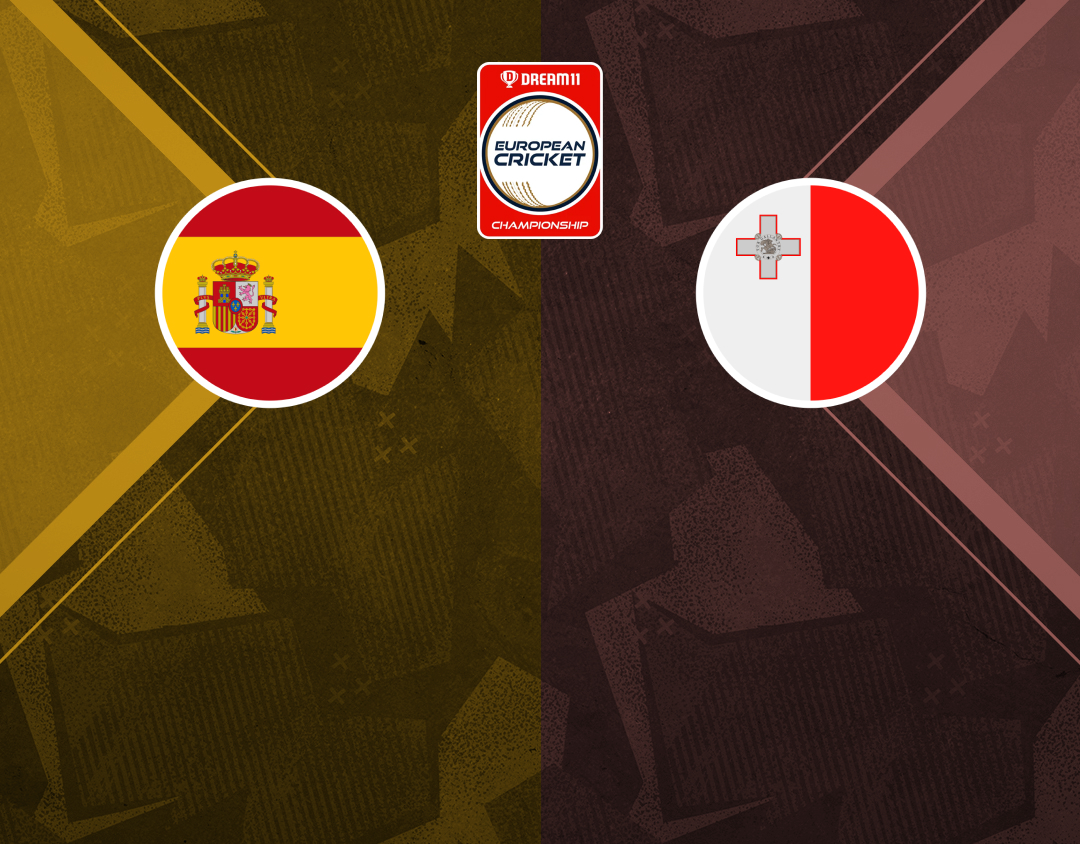 Match #77 of dream11 european cricket championship, 2024: spain vs malta banner