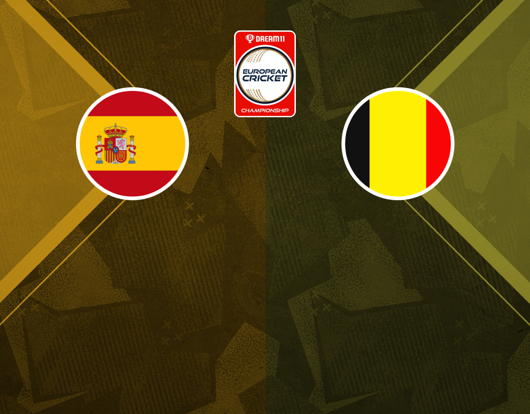 Match #89 of dream11 european cricket championship, 2024: spain vs belgium banner