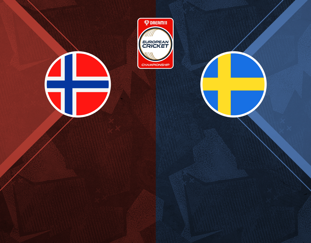 Match #90 of dream11 european cricket championship, 2024: norway vs sweden banner