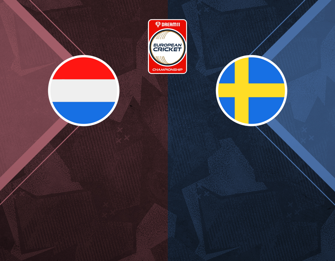 Match #101 of dream11 european cricket championship, 2024: netherlands xi vs sweden banner