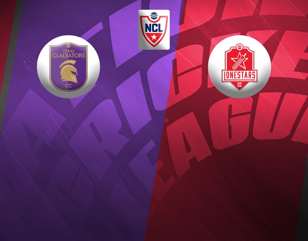 Match 1 of national cricket league, 2024: texas gladiators cc vs dallas lonestars cc banner